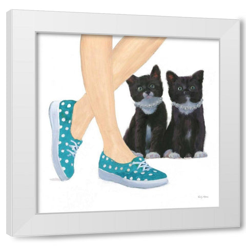 Cutie Kitties III White Modern Wood Framed Art Print by Adams, Emily