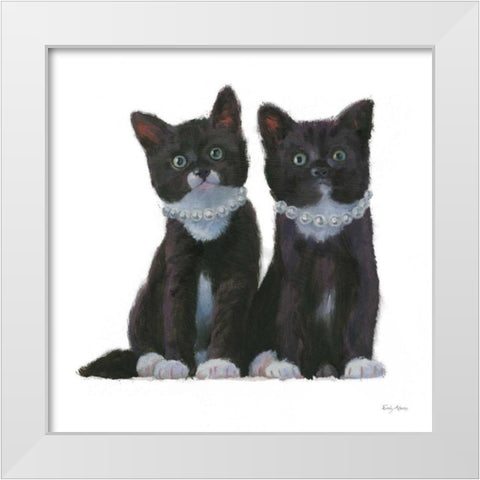 Cutie Kitties IV White Modern Wood Framed Art Print by Adams, Emily