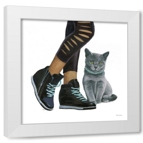 Cutie Kitties V White Modern Wood Framed Art Print by Adams, Emily