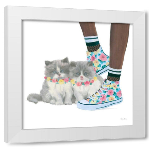 Cutie Kitties VII White Modern Wood Framed Art Print by Adams, Emily