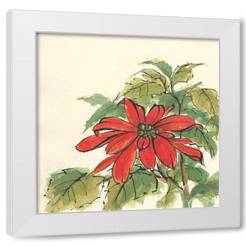Poinsettia I White Modern Wood Framed Art Print by Paschke, Chris