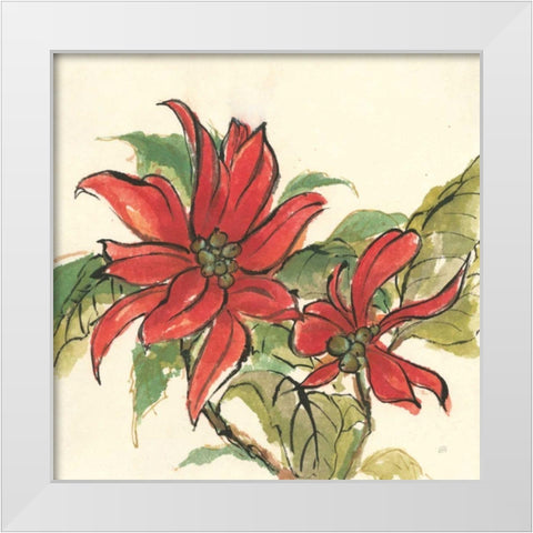 Poinsettia II White Modern Wood Framed Art Print by Paschke, Chris