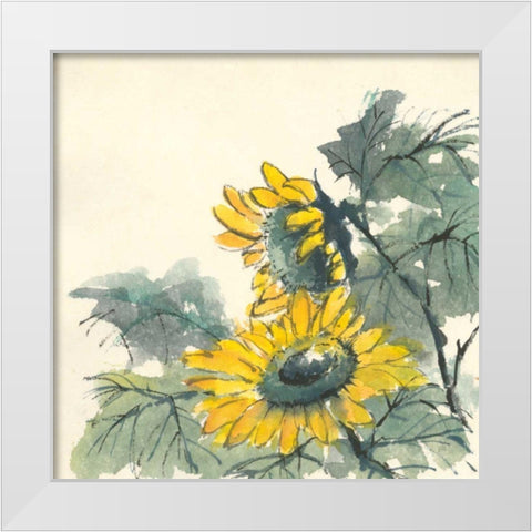 Sunflower II White Modern Wood Framed Art Print by Paschke, Chris