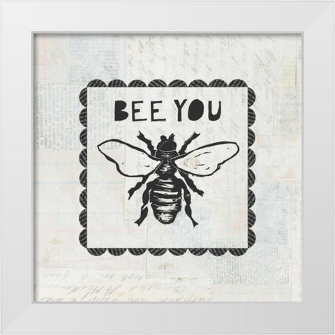 Bee Stamp Bee You White Modern Wood Framed Art Print by Prahl, Courtney
