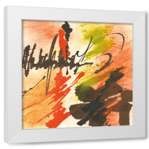 Graffiti Orange II White Modern Wood Framed Art Print by Paschke, Chris