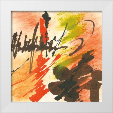 Graffiti Orange II White Modern Wood Framed Art Print by Paschke, Chris