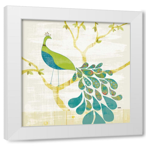 Mod Peacock II Leaves v2 White Modern Wood Framed Art Print by Schlabach, Sue