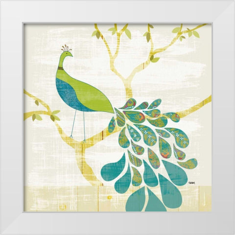 Mod Peacock II Leaves v2 White Modern Wood Framed Art Print by Schlabach, Sue