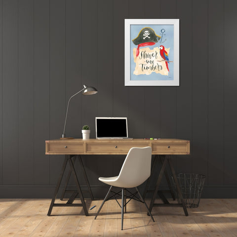 Pirates III White Modern Wood Framed Art Print by Jackson, Jenaya