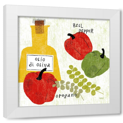 Italiano Peppers White Modern Wood Framed Art Print by Schlabach, Sue