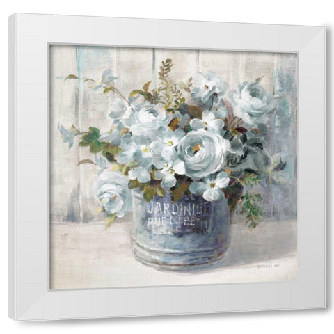 Garden Blooms I Blue Crop White Modern Wood Framed Art Print by Nai, Danhui