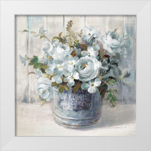 Garden Blooms I Blue Crop White Modern Wood Framed Art Print by Nai, Danhui