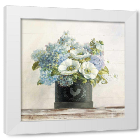 Anemones in Hatbox Shiplap White Modern Wood Framed Art Print by Nai, Danhui