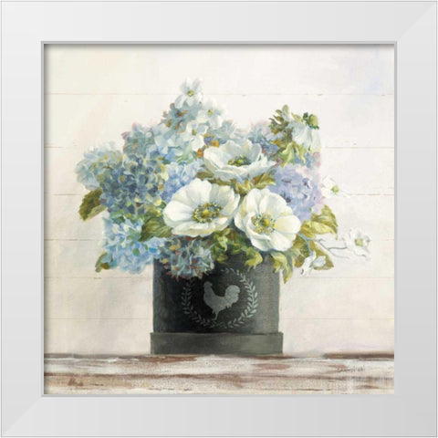 Anemones in Hatbox Shiplap White Modern Wood Framed Art Print by Nai, Danhui