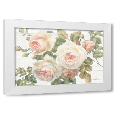 Vintage Roses White on Shiplap Crop White Modern Wood Framed Art Print by Nai, Danhui