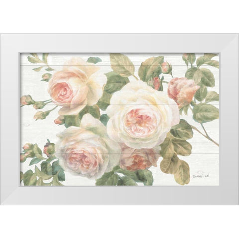 Vintage Roses White on Shiplap Crop White Modern Wood Framed Art Print by Nai, Danhui