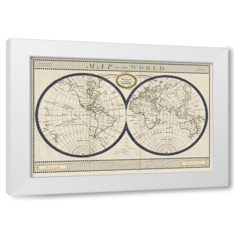 Torkingtons World Map with Indigo White Modern Wood Framed Art Print by Schlabach, Sue