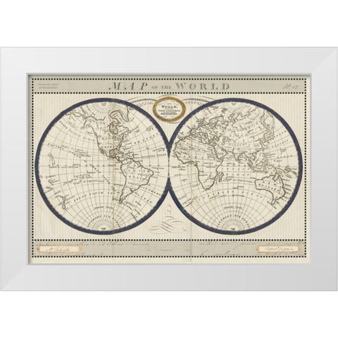 Torkingtons World Map with Indigo White Modern Wood Framed Art Print by Schlabach, Sue