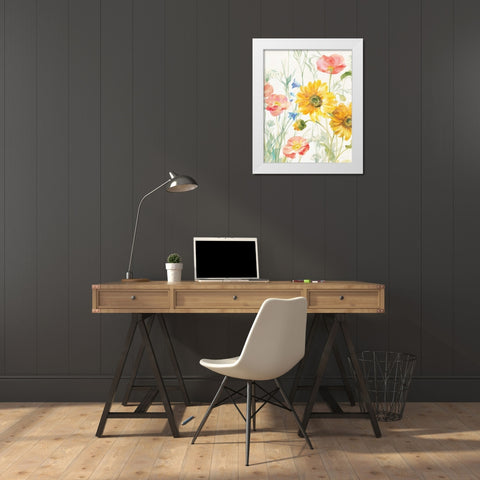 Floursack Florals I No Words Crop White Modern Wood Framed Art Print by Nai, Danhui