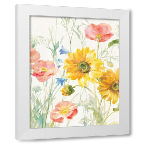 Floursack Florals I No Words Crop White Modern Wood Framed Art Print by Nai, Danhui