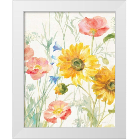 Floursack Florals I No Words Crop White Modern Wood Framed Art Print by Nai, Danhui