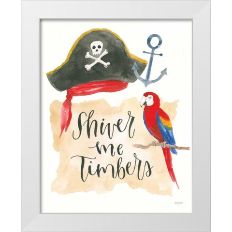Pirates III on White White Modern Wood Framed Art Print by Jackson, Jenaya