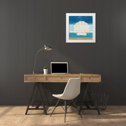 Beachscape Shell v2 White Modern Wood Framed Art Print by Mullan, Michael