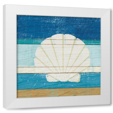 Beachscape Shell v2 White Modern Wood Framed Art Print by Mullan, Michael