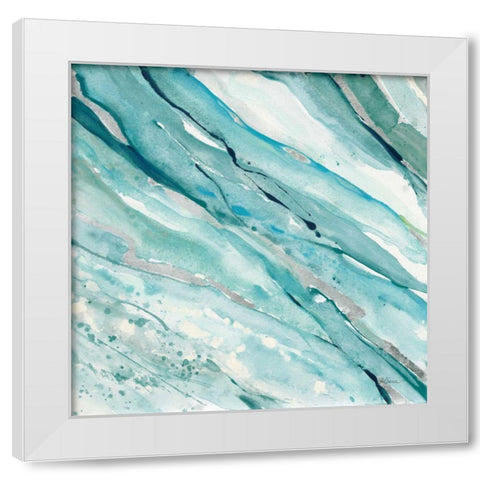 Silver Springs I Blue Green White Modern Wood Framed Art Print by Hristova, Albena