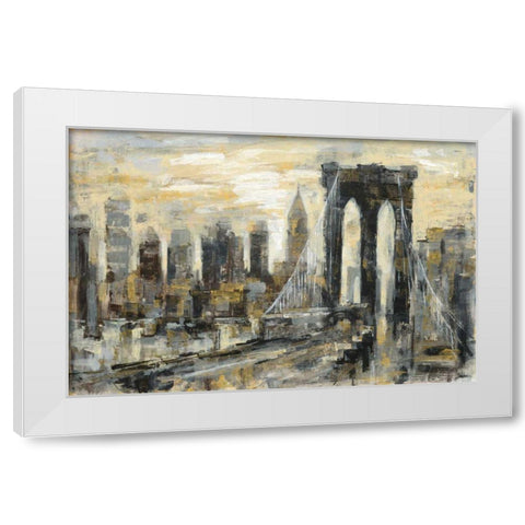 Brooklyn Bridge Gray and Gold White Modern Wood Framed Art Print by Vassileva, Silvia