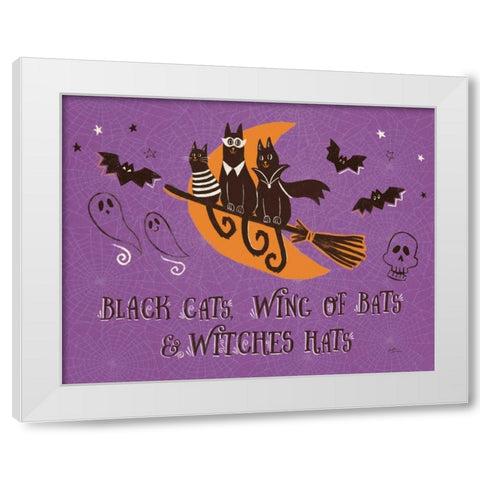 Spooktacular I Black Cats Purple White Modern Wood Framed Art Print by Penner, Janelle