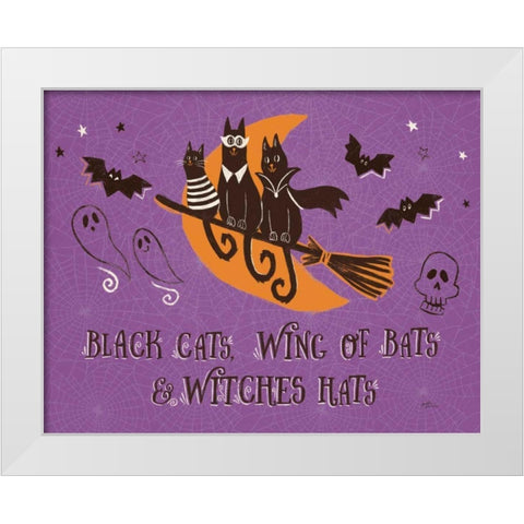 Spooktacular I Black Cats Purple White Modern Wood Framed Art Print by Penner, Janelle