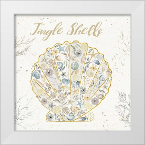 Seaside Blossoms I Blue Jingle White Modern Wood Framed Art Print by Aiken, Jess