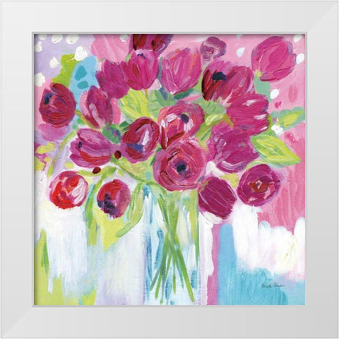 Joyful Tulips White Modern Wood Framed Art Print by Zaman, Farida