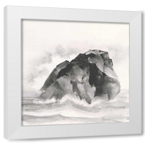 Solitary Rock White Modern Wood Framed Art Print by Paschke, Chris