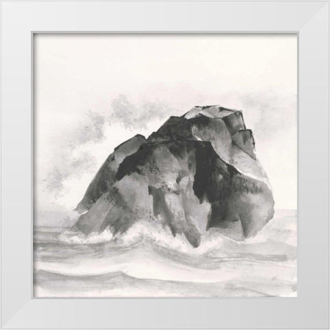 Solitary Rock White Modern Wood Framed Art Print by Paschke, Chris