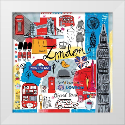 Global Travel III White Modern Wood Framed Art Print by Zaman, Farida