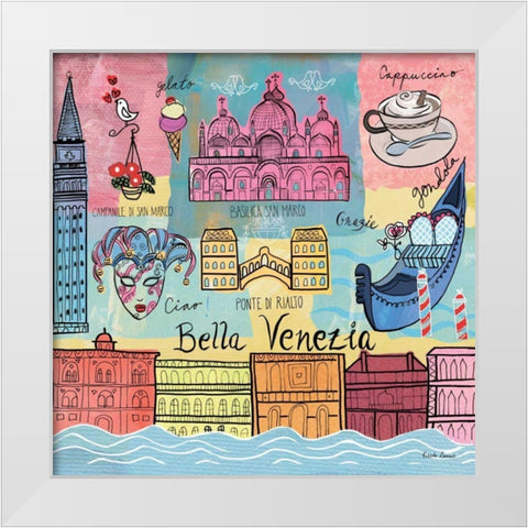 Global Travel IV White Modern Wood Framed Art Print by Zaman, Farida