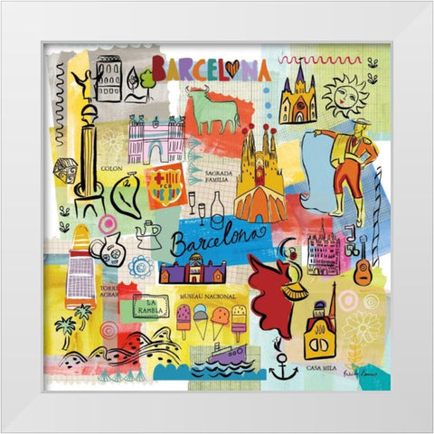 Global Travel IX White Modern Wood Framed Art Print by Zaman, Farida