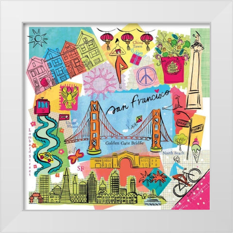 Global Travel XI White Modern Wood Framed Art Print by Zaman, Farida