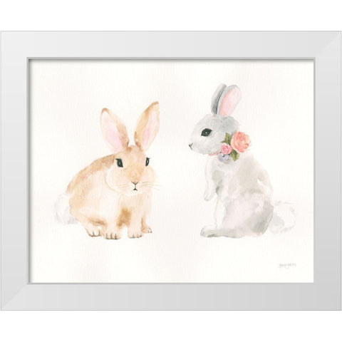 Spring Sentiments Bunny Rabbits White Modern Wood Framed Art Print by Jackson, Jenaya