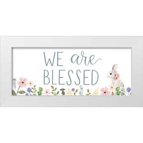 Spring Sentiments II Bunny White White Modern Wood Framed Art Print by Jackson, Jenaya