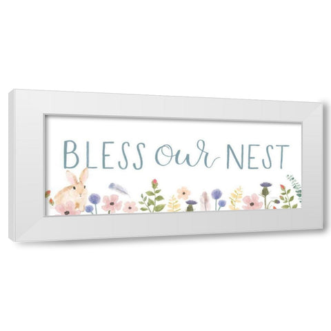 Spring Sentiments V Bunny White White Modern Wood Framed Art Print by Jackson, Jenaya