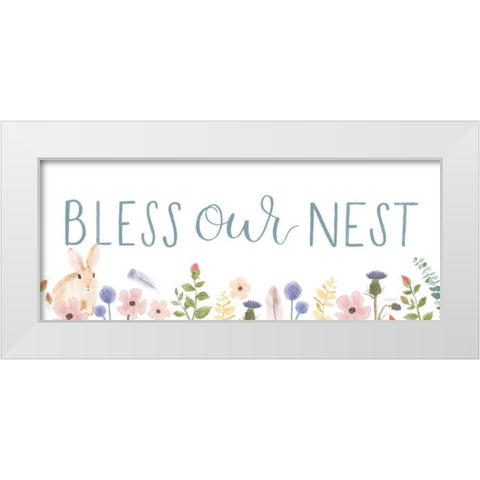 Spring Sentiments V Bunny White White Modern Wood Framed Art Print by Jackson, Jenaya