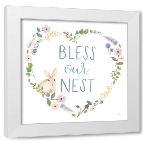 Spring Sentiments VII Bunny White White Modern Wood Framed Art Print by Jackson, Jenaya