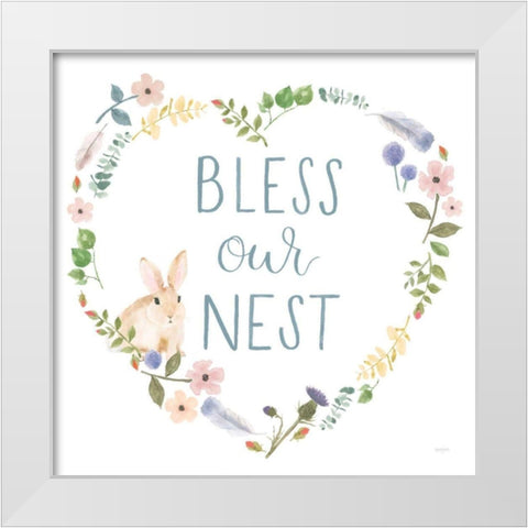 Spring Sentiments VII Bunny White White Modern Wood Framed Art Print by Jackson, Jenaya