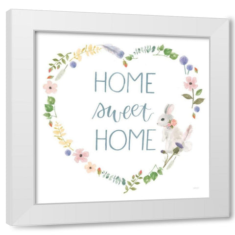 Spring Sentiments VIII Bunny White White Modern Wood Framed Art Print by Jackson, Jenaya
