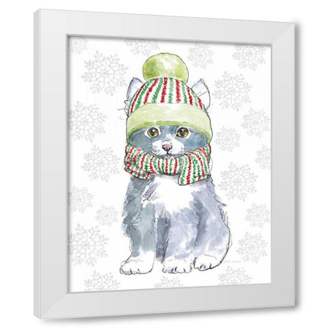 Christmas Kitties II Snowflakes v2 White Modern Wood Framed Art Print by Grove, Beth