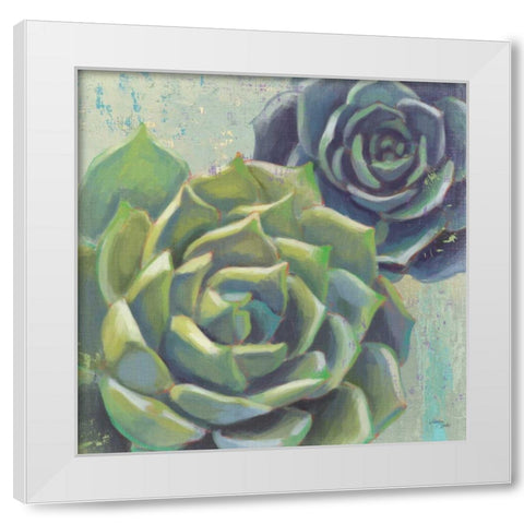 Succulents I Crop White Modern Wood Framed Art Print by Wellington Studio