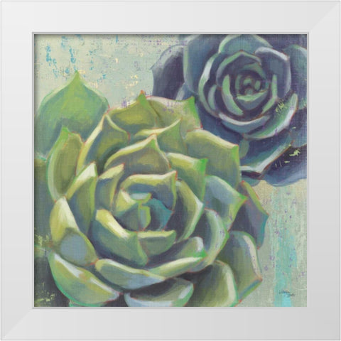 Succulents I Crop White Modern Wood Framed Art Print by Wellington Studio